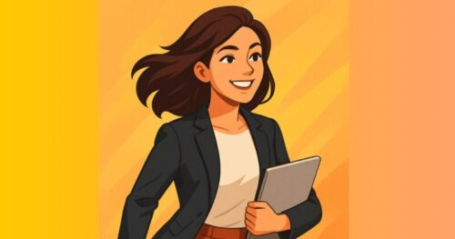 奥井奈々の経歴・ユニクロ時代をイメージした、働く女性のイラスト