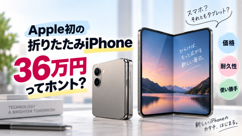 Apple初の折りたたみiPhoneをイメージした画像。36万円の価格や耐久性を紹介
